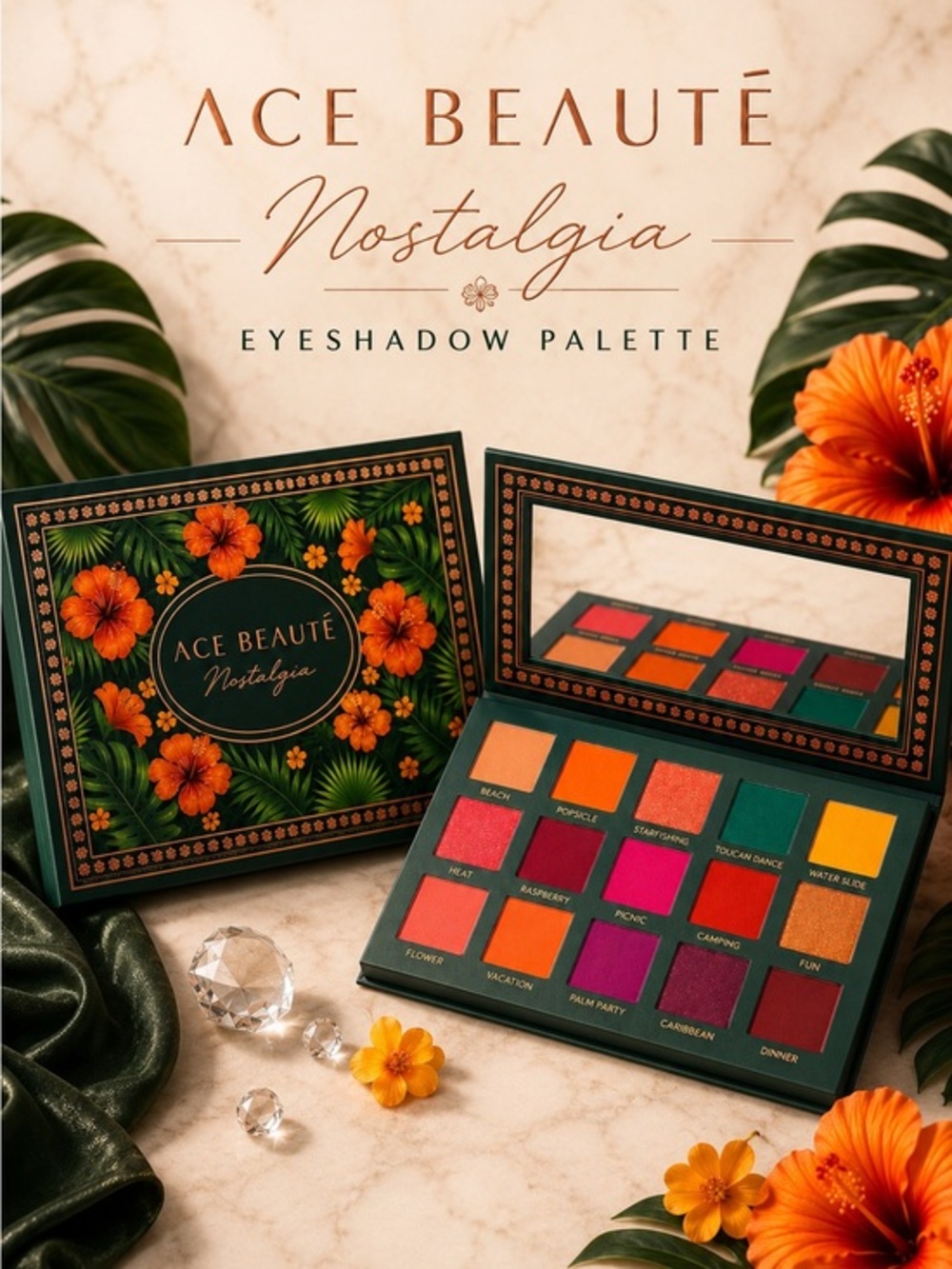 🌺 ACE Beauté Nostalgia Eyeshadow Palette | 15 Matte & Shimmer Shades NIB